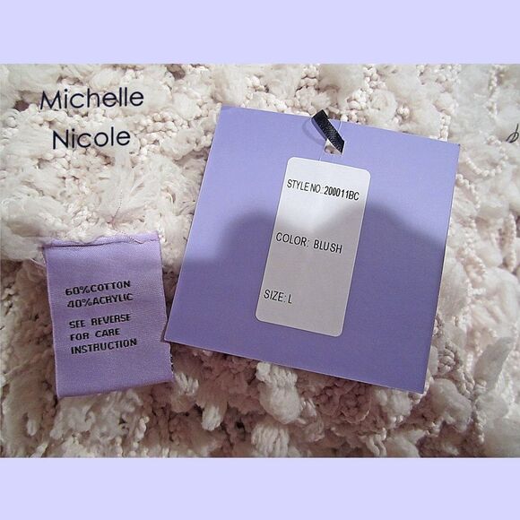 MICHELLE NICOLE NEW BLUSH Cottagecore Pom Pom Open Front Cardigan M - Picture 6 of 11